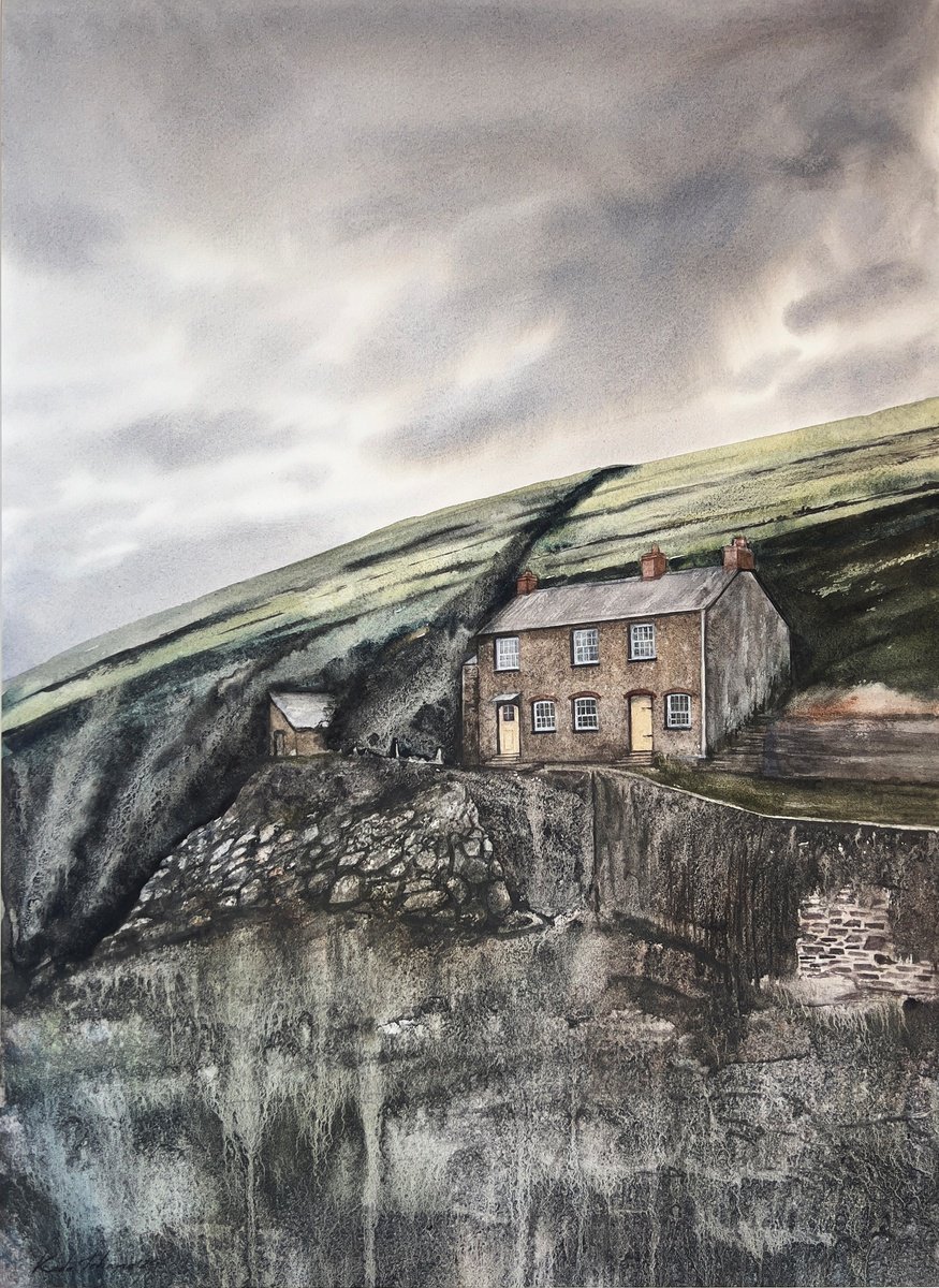 Impressionistic Landscape Watercolour By Tetiana Koda, 16 X 21", Quay Cottage, Port Quin, Original Artwork