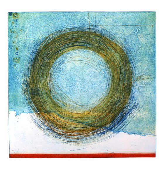 Heike Roesel "Loop" (colour composition2) fine art etching in edition of 5