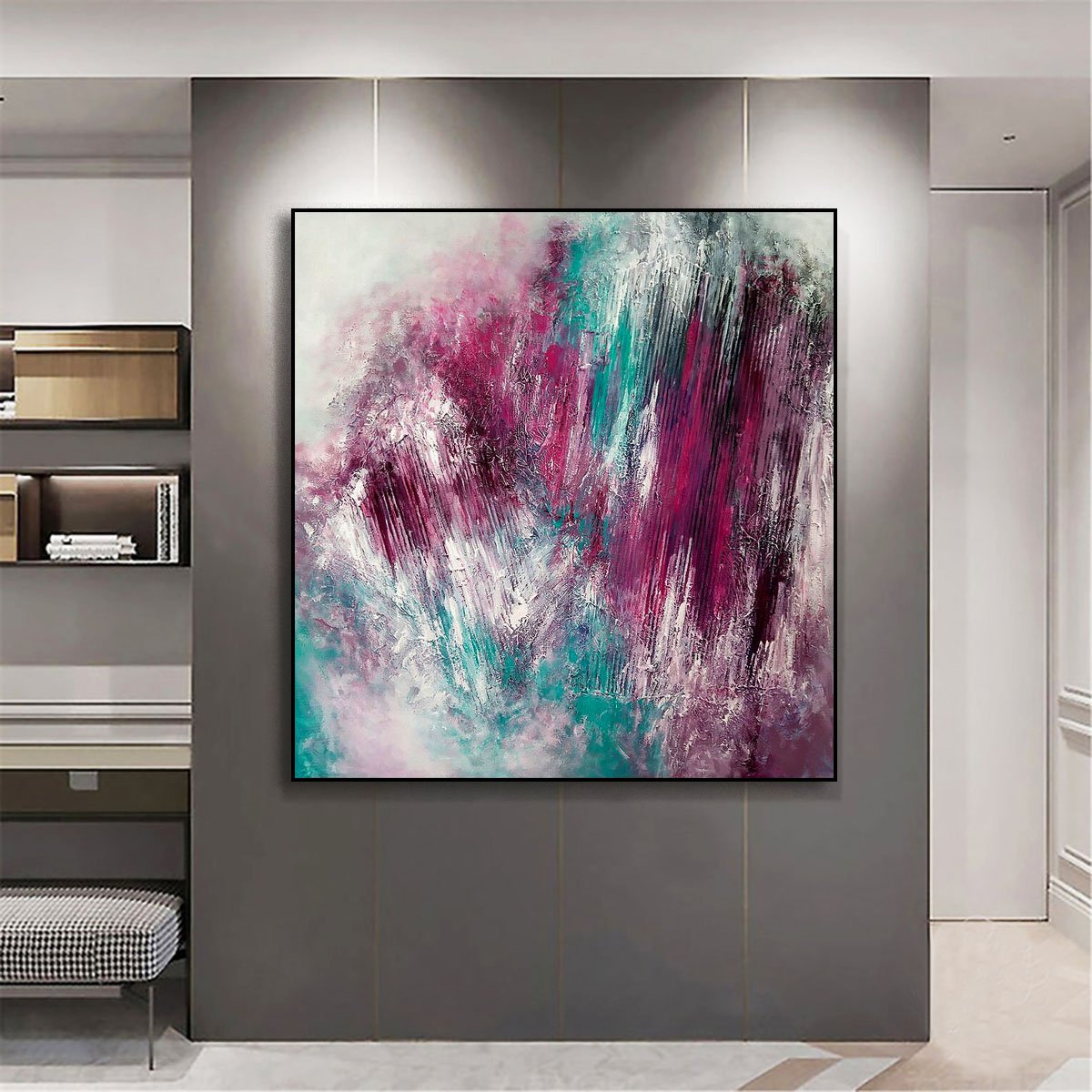 Royal Purple, 100x100cm Abstract Textured Painting by Alexandra Petropoulou
