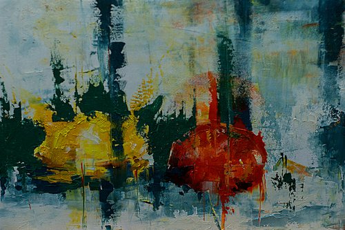Abstract still life painting. Lemon and orange fruit by Marinko Šaric