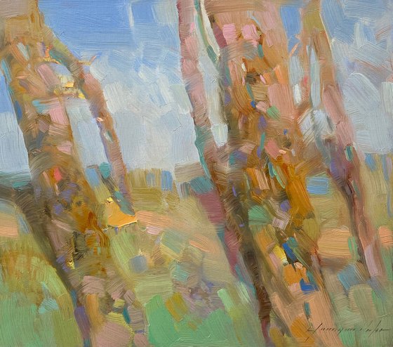 Forest Trees, Original oil painting, Handmade artwork, One of a kind