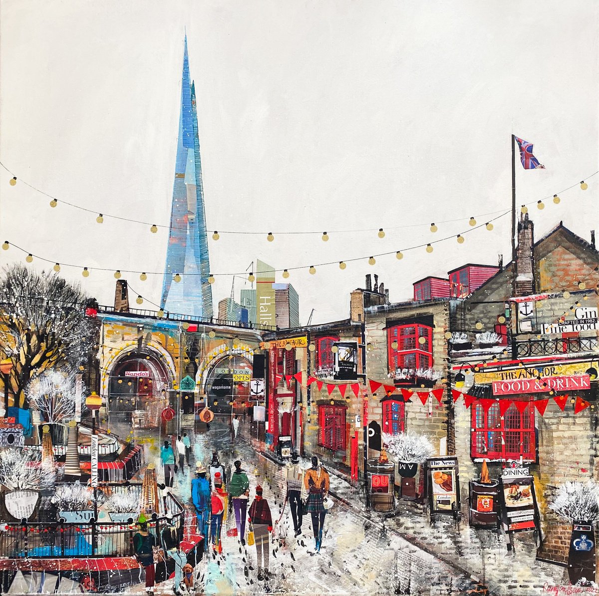 Impressionistic Cityscapes Acrylic Painting By Irina Rumyantseva, 35 X 35, London - Park Street, Original Artwork