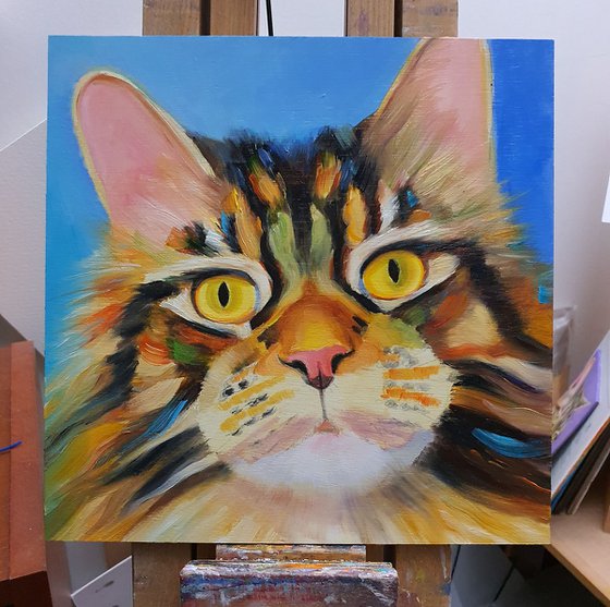 Tabby Cat Oil Painting
