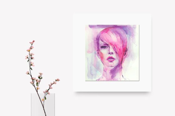Modern SET of 2 teenagers Watercolor  portraits Gift idea  For girl's room Gift for teenage girl