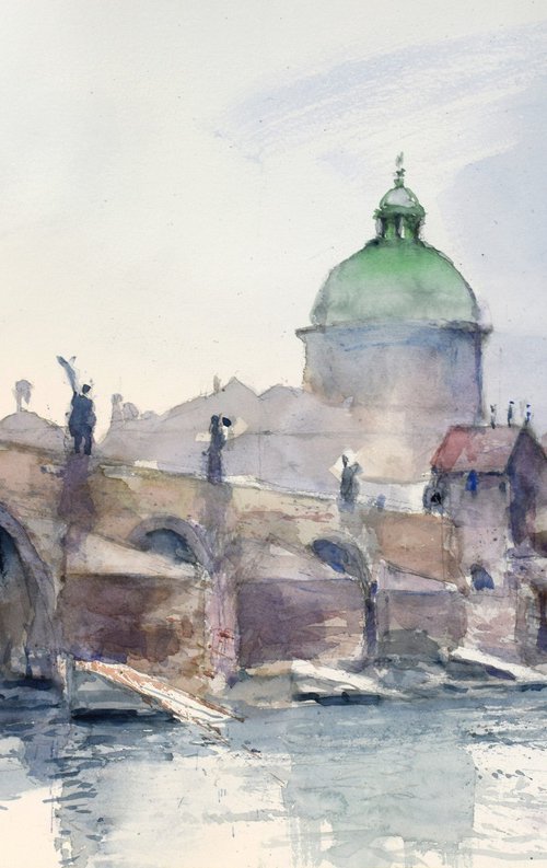 Prague, Charles bridge by Goran Žigolić Watercolors