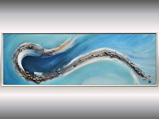 Cala Mesquida - Framed abstract painting- Acrylic Canvas Art - Wall Art - Large Painting - Blue Art - Modern Art