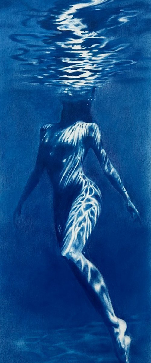 Naiad - Water Nymph Large Blue Nude by Julia Shilo
