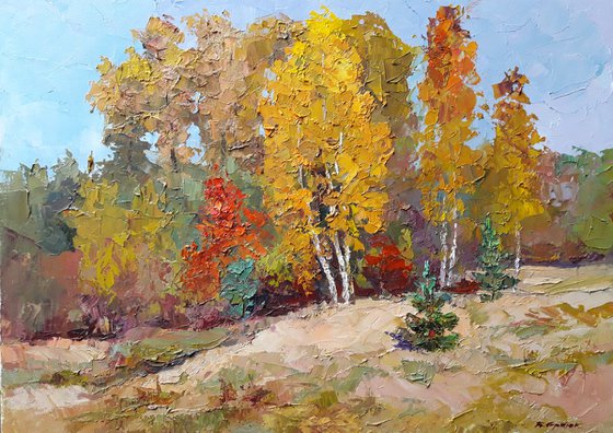 Oil painting Autumn landscape