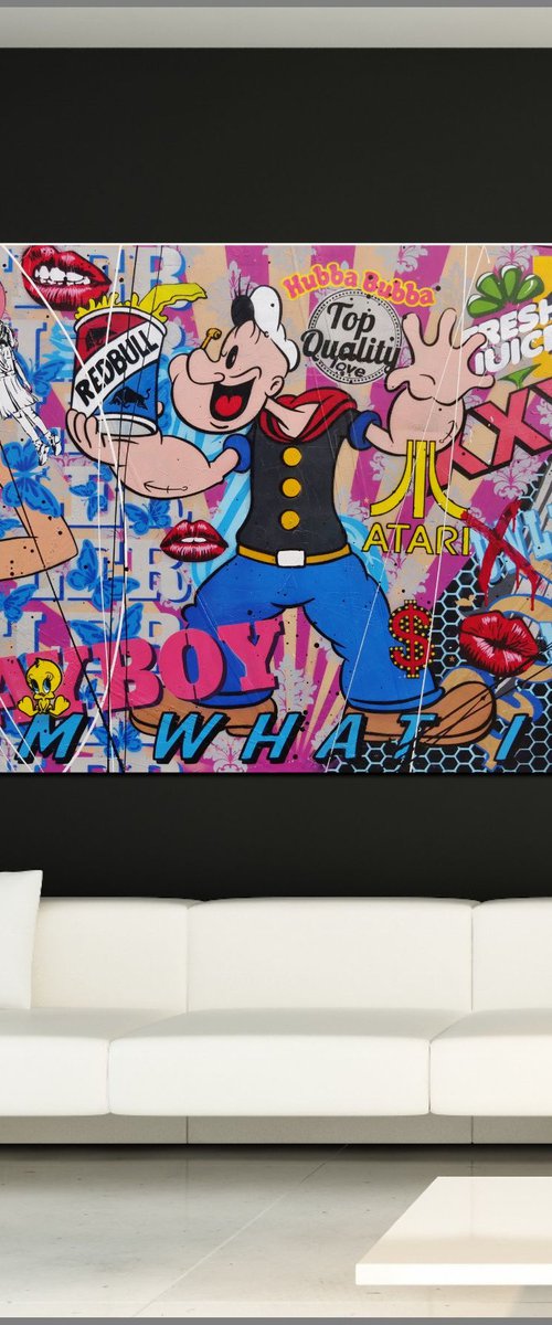 I Yam Popeye 240cm x 120cm Popeye Urban Pop Art by Franko