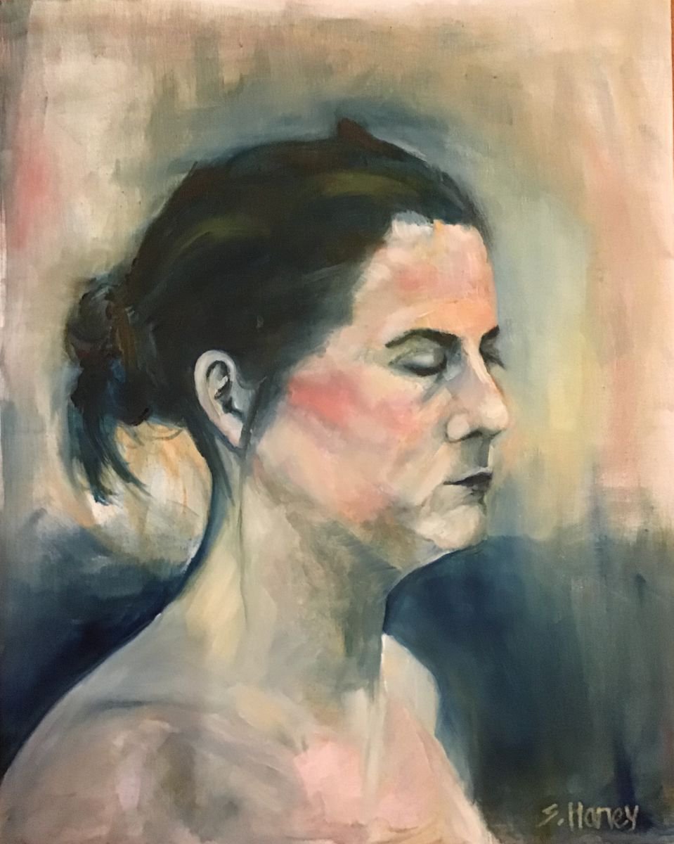 Impressionistic Portrait Oil Painting By Sandra Haney, 16 X 20", Niamh, Original Artwork