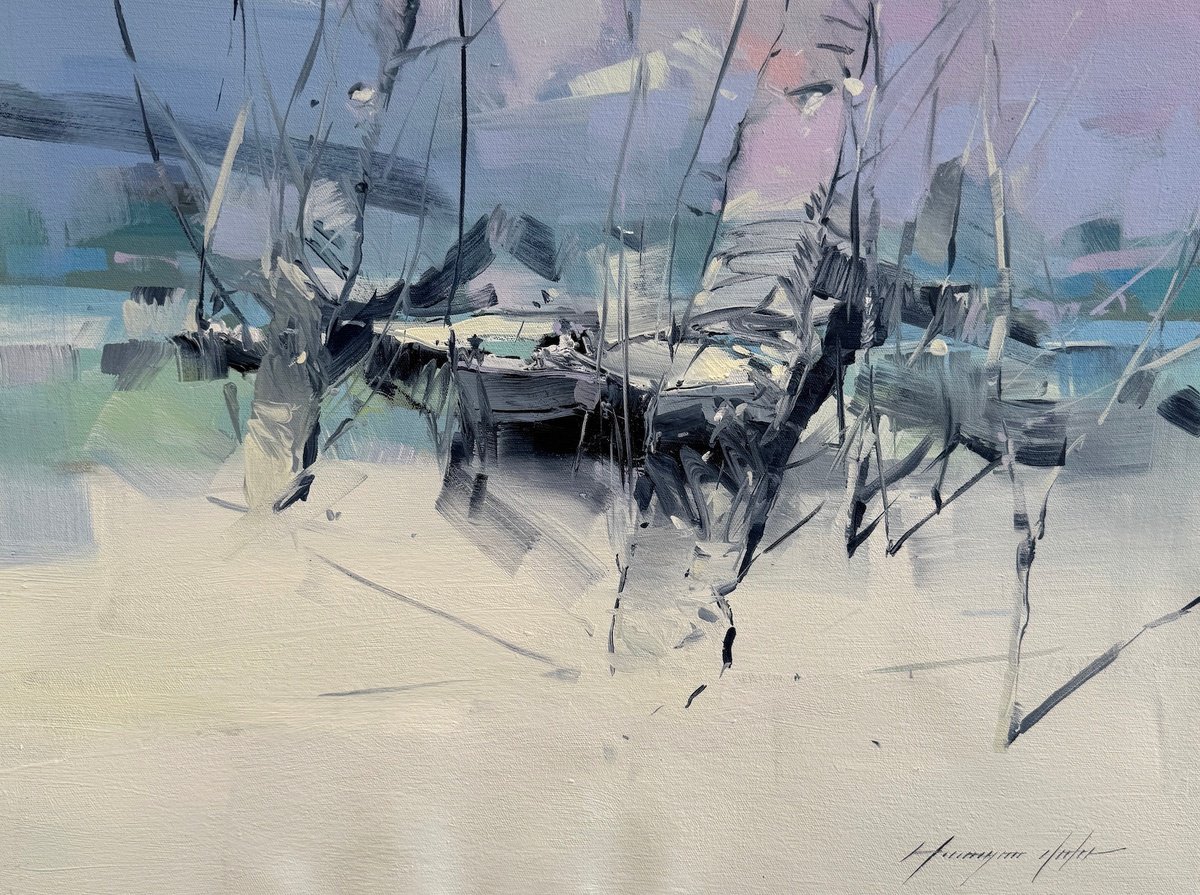 Impressionistic Landscape Oil Painting By Vahe Yeremyan, 21 X 15", Rooted In Contrast, Original Artwork