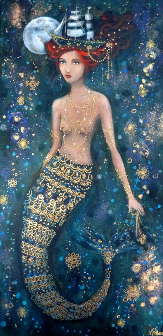 Special commission reserved. Blue odyssey. 30 X 60 cm