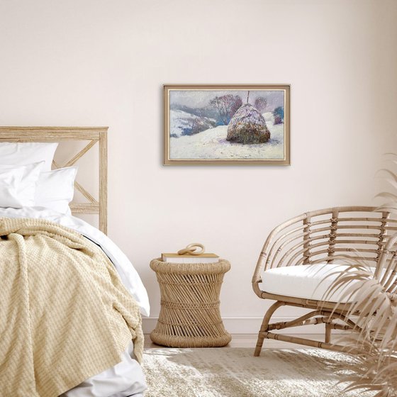 Snow is falling quietly.