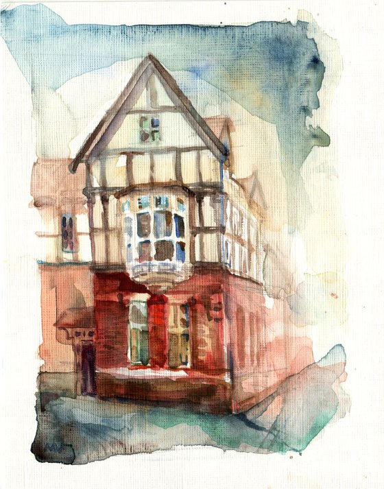One house of Durham in watercolour