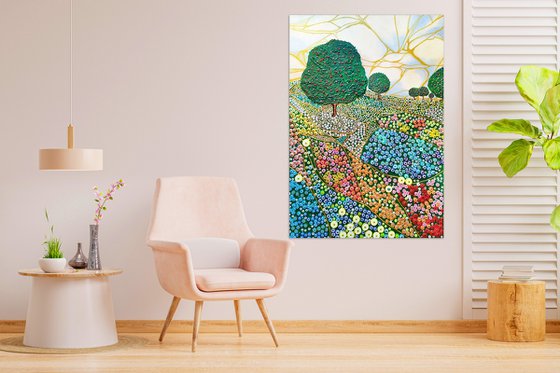 Garden with apple trees