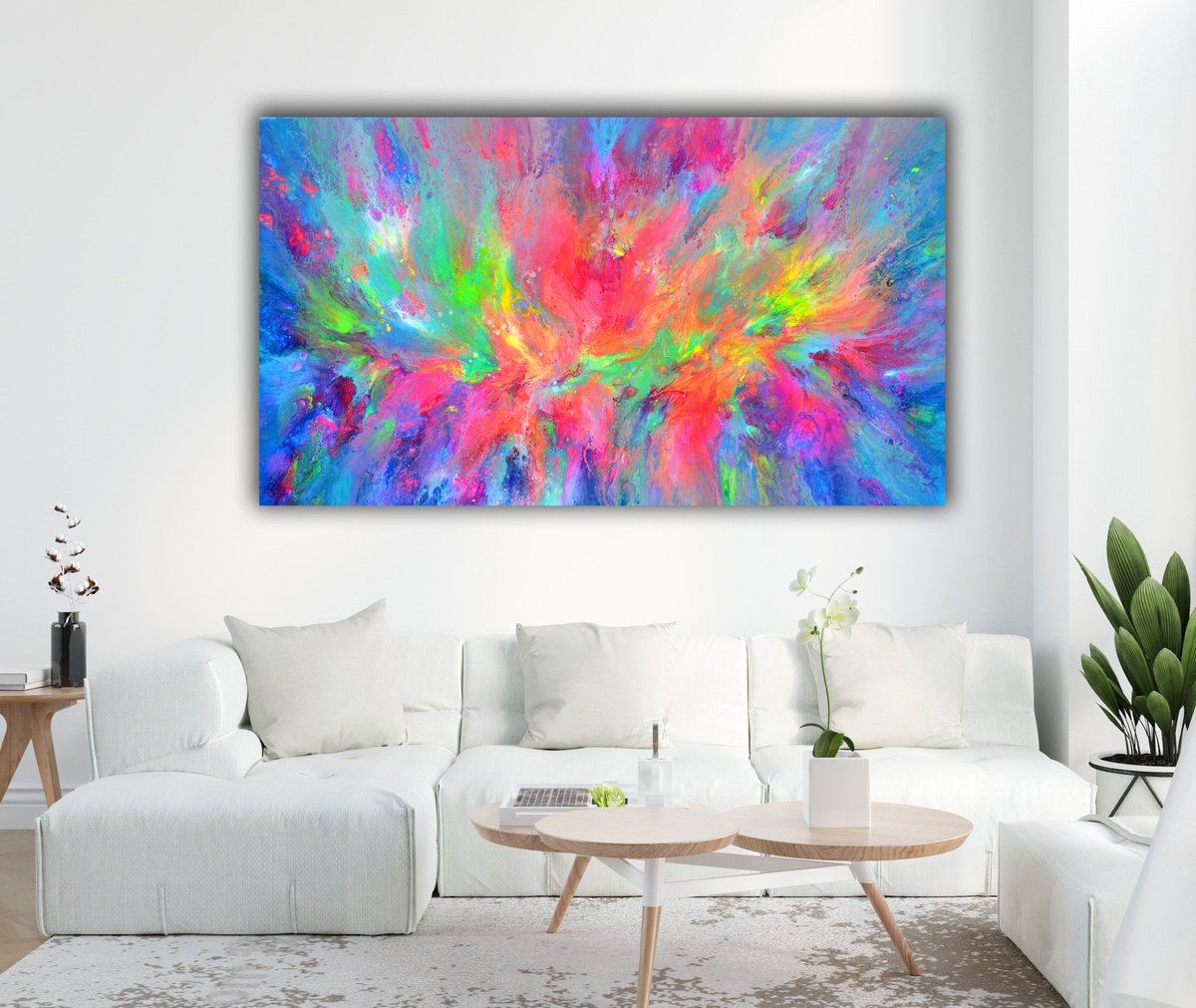 Organic Abstract Acrylic Painting By Soos Tiberiu, 55 X 31", Flowing Energy 4, Original Artwork