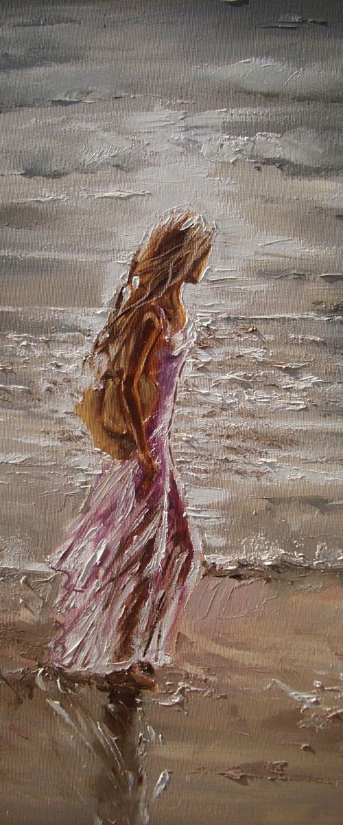 " TO FINDE A BETTER PLACE ... " SEA original painting palette knife GIFT MODERN URBAN ART OFFICE ART DECOR HOME DECOR GIFT IDEA by Monika Luniak