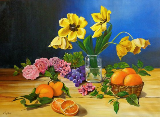 Flowers and oranges