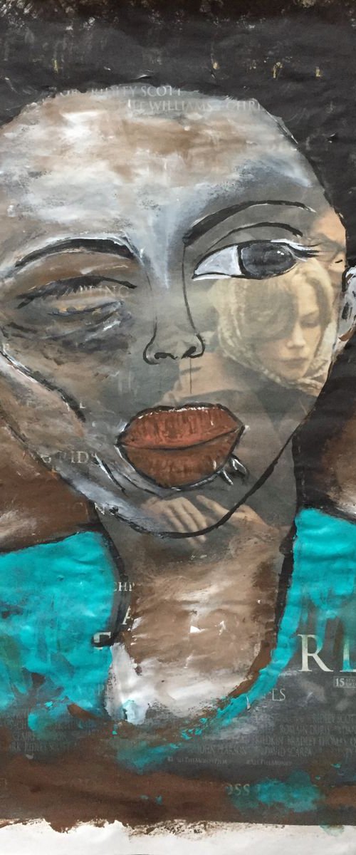 Hidden Faces Acrylic on Newspaper Face Art Woman of Colour Portrait 37x29cm Gift Ideas Original Art Modern Art Contemporary Painting Abstract Art For Sale Buy Original Art Free Shipping by Kumi Muttu