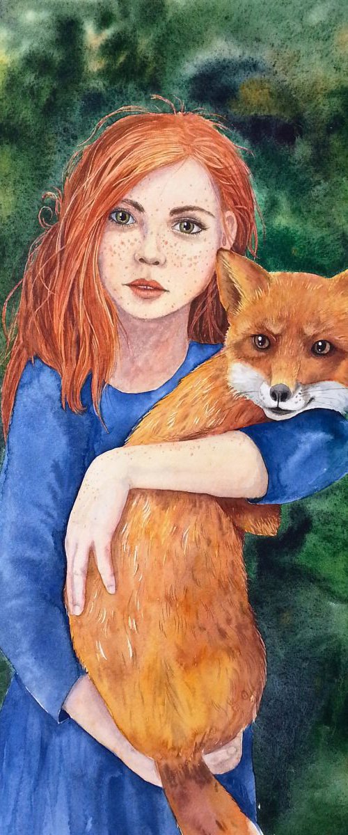 Ginger and Red - Cute red hair by Olga Beliaeva Watercolour