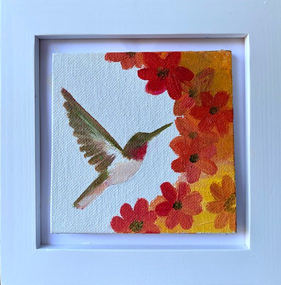 Hummingbird and flowers 3