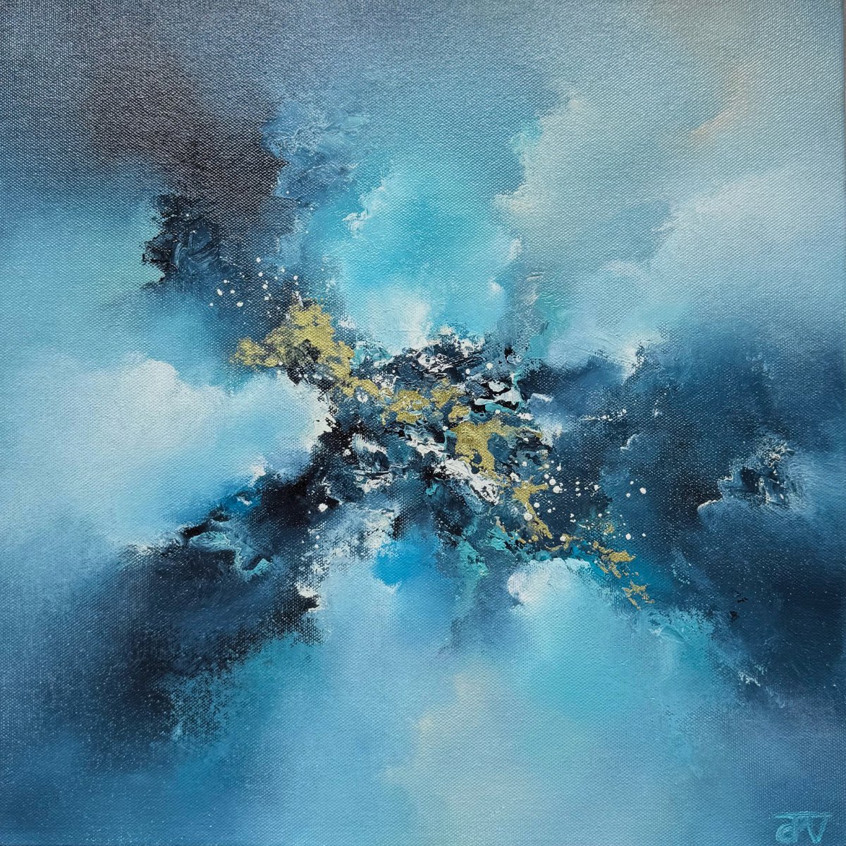 Organic Abstract Oil Painting By Jaimie Volkaerts, 16 X 16, Cloud Break, Original Artwork