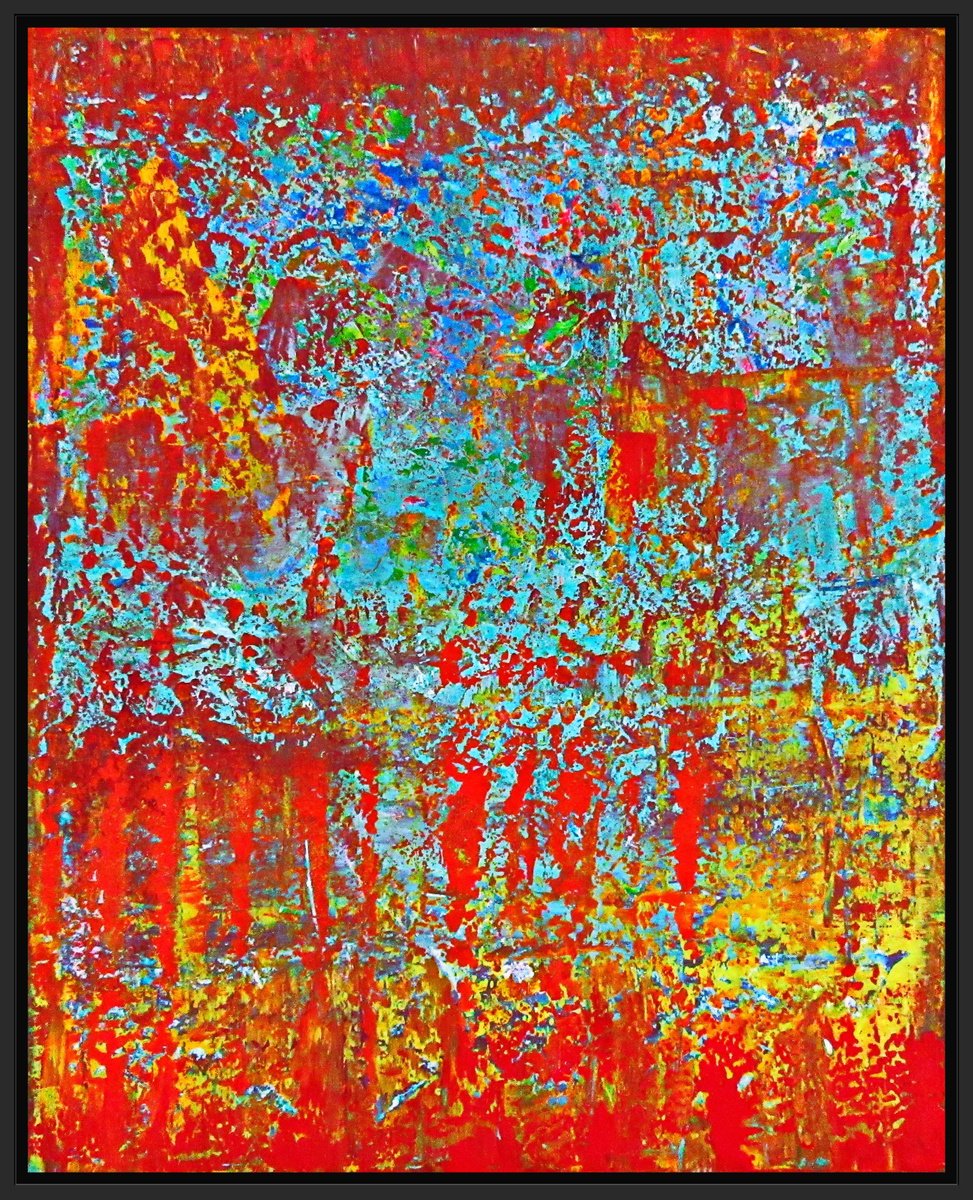 BURNING LAKE, RICHTER MODE, 80x100 cm, framed by Toma Gorjanc - Tomo