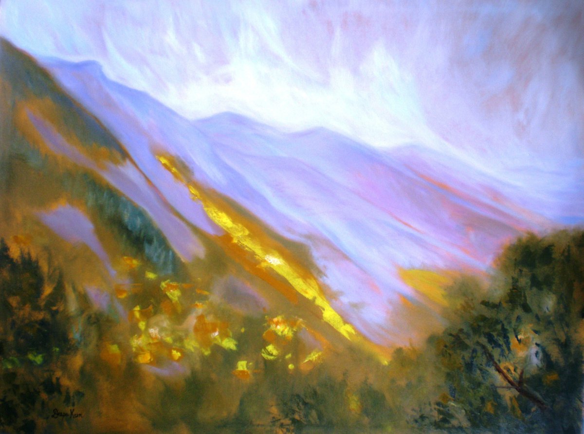 Impressionistic Landscape Oil Painting By Deepa Kern, 45 X 34, Sunset On The Ranges 114 X 86 Cm Large Painting, Artfinder