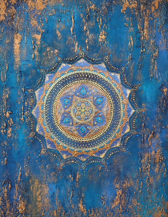 Mandala Painting Blue Gold