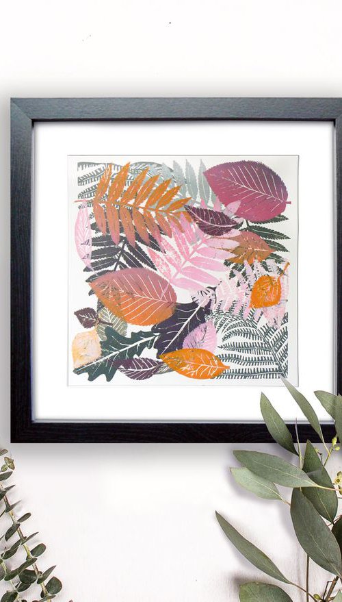 Fall #7 (Autumn leaves monoprint) by Carolynne Coulson