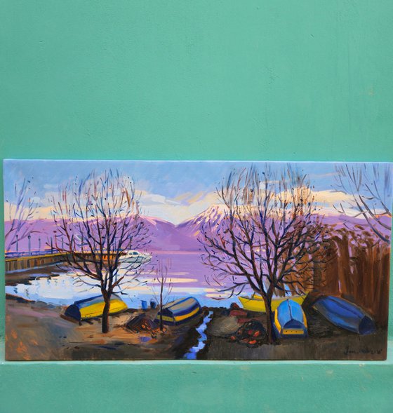 Winter afternoon by the lake