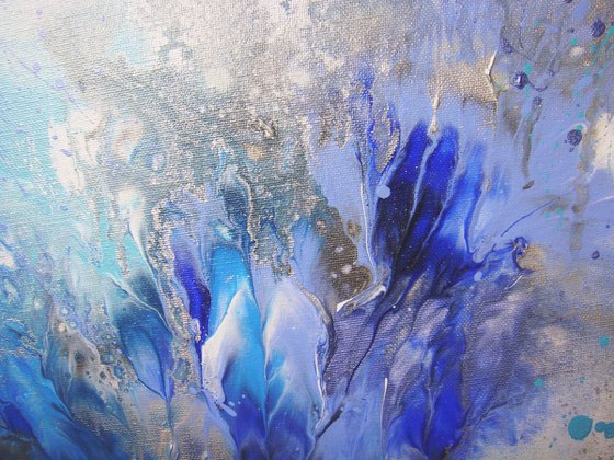 "Blue splashes" Small Painting 30 x 40 cm