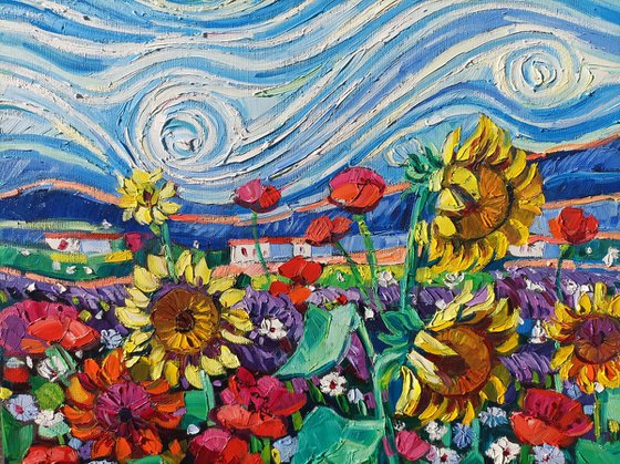 Summer fields under Gogh sky