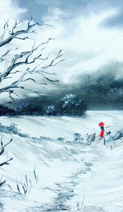 Girl with a red umbrella by Marja Brown