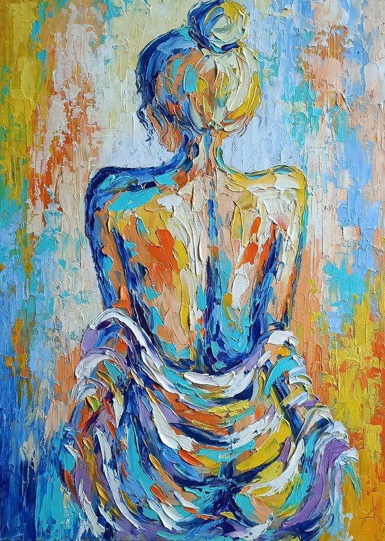"Morning" - nude, nu, erotic, body, woman, woman body, oil painting, gift for him, gift for man, nu oil painting