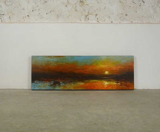 Loving Shore  (Panoramic Seascape, 120x40cm)