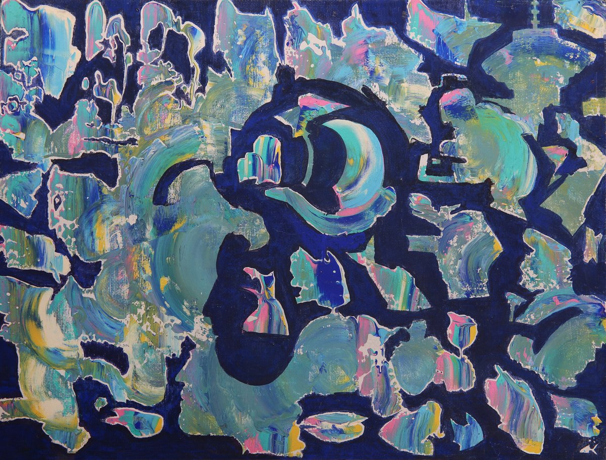 Organic Abstract Acrylic Painting By Denys Kuvaiev, 16 X 12, Vancouver 2010, Original Artwork