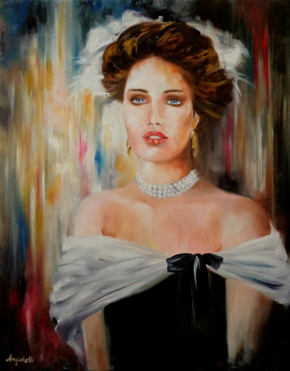 Photorealistic Portrait Oil Painting By Anna Rita Angiolelli, 20 X 24, Milady, Original Artwork