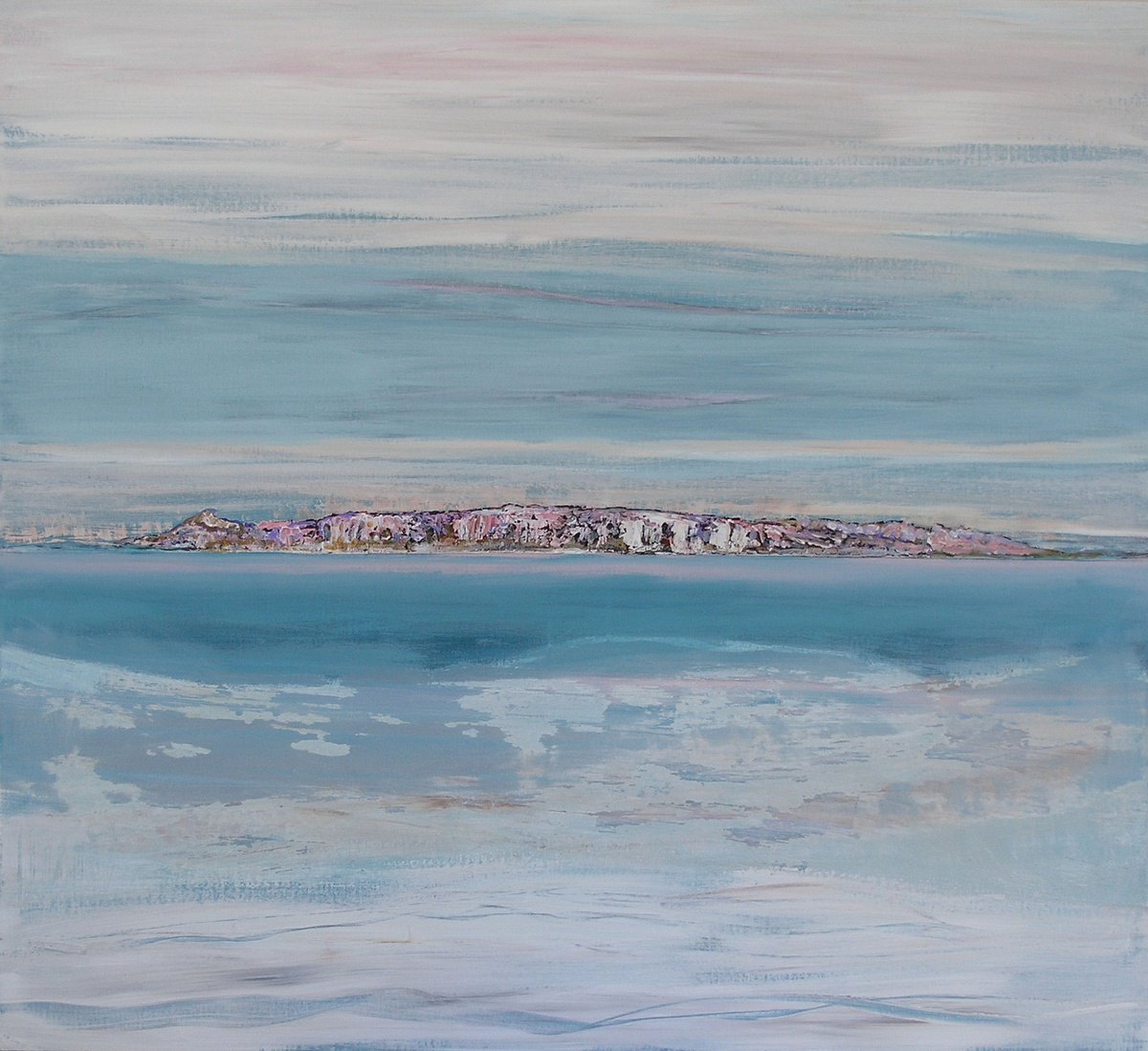 Abstract Landscape Acrylic Painting By Loretta Kaltenhauser, 40 X 36", Ice Island, Original Artwork