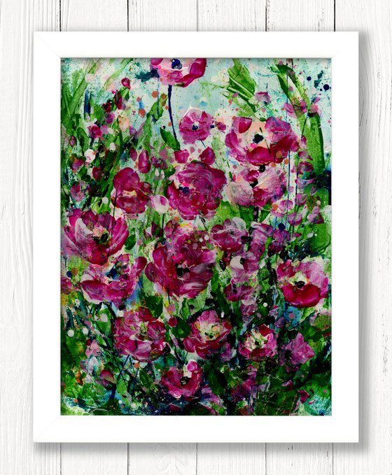 Magenta Field 3 - Framed Floral Painting by Kathy Morton Stanion