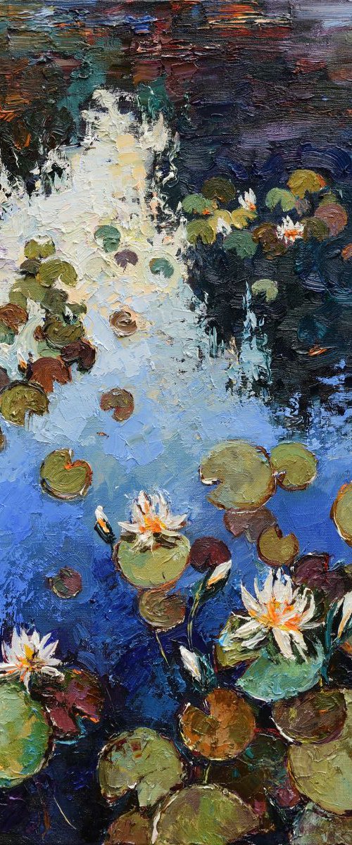 White water lilies 60 x 80 cm by Anastasiia Valiulina