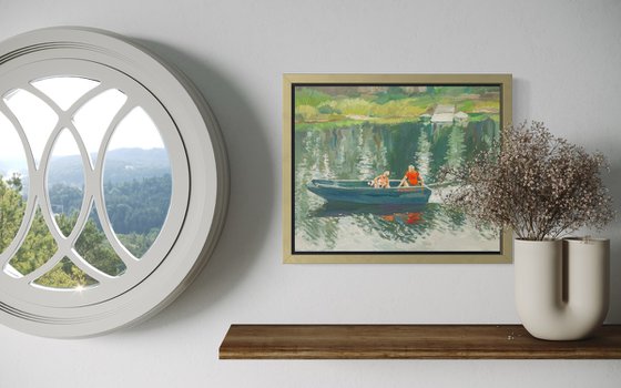 Two in a boat , not counting the dog