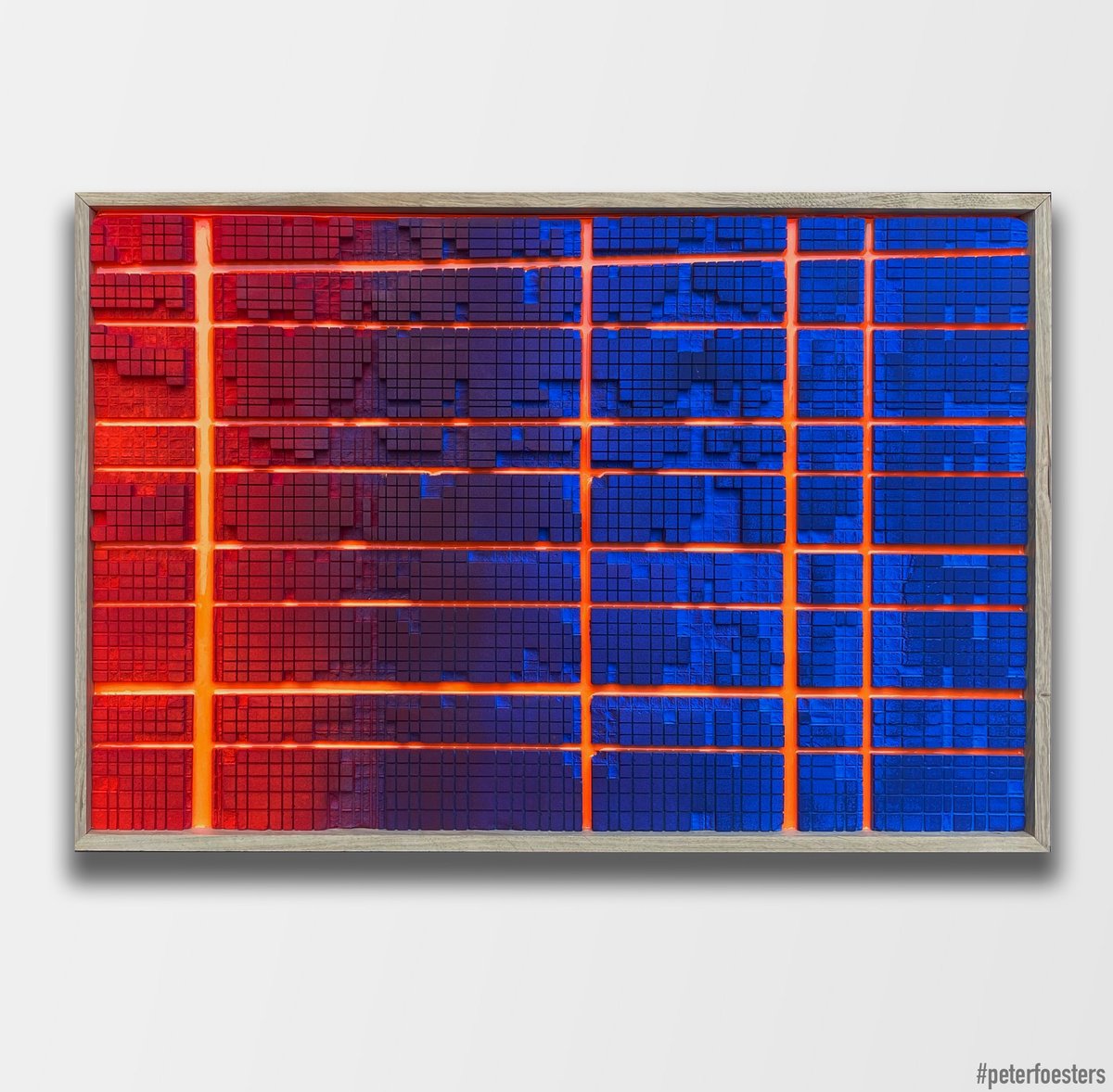 Geometric Abstract Painting By Peter Foesters, 37 X 25", Fractured Artery, Original Artwork