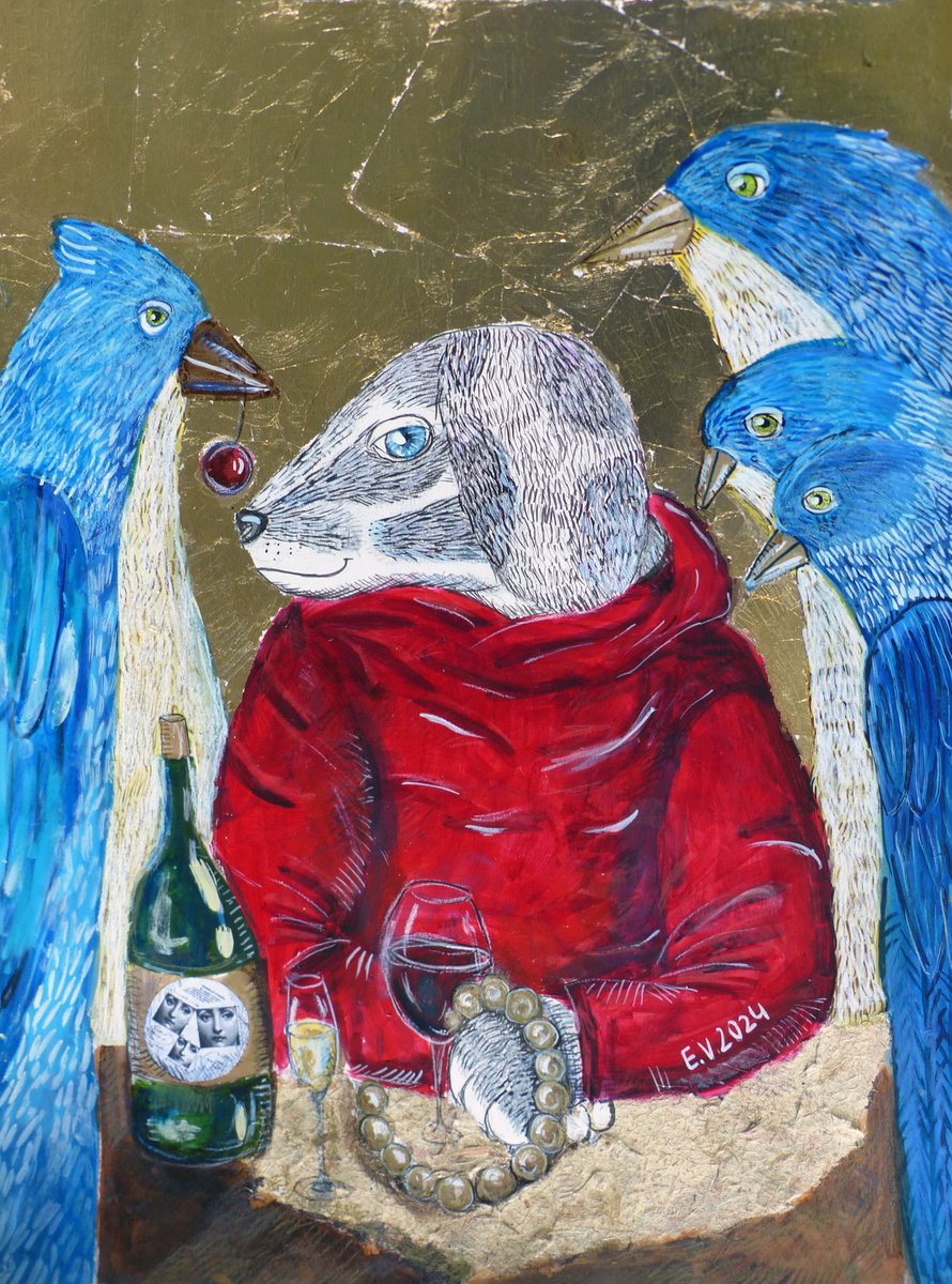 Surrealistic Painting , Drink My Wine By Elizabeth Vlasova, 18 X 24, Artwork For Sale On Artfinder