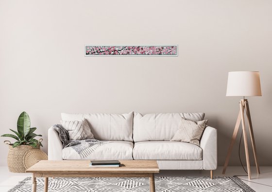 Sakura 2 -  acrylic abstract painting. cherry blossoms, nature painting, framed canvas wall art