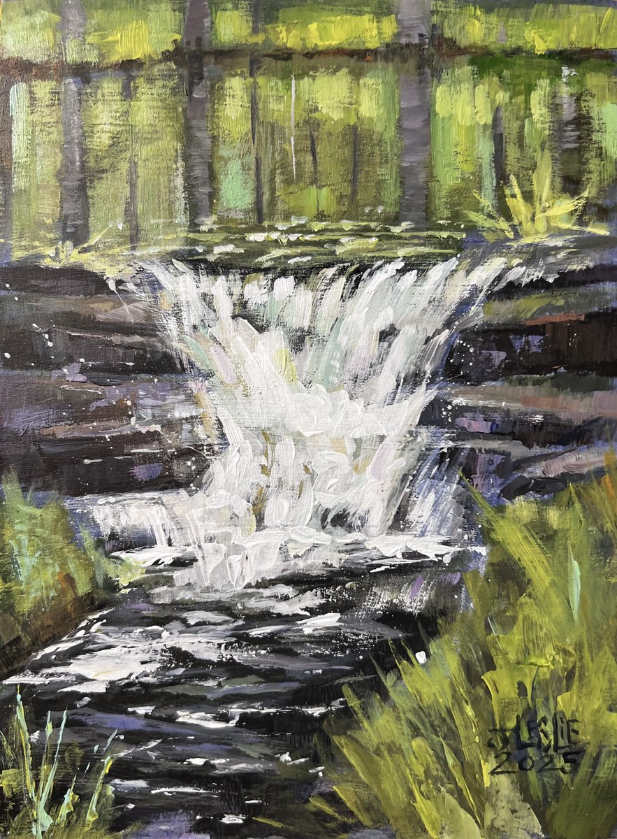 Impressionistic Landscape Acrylic Painting By Jimmy Leslie, 6 X 8, Among The Forest Sounds, Original Artwork