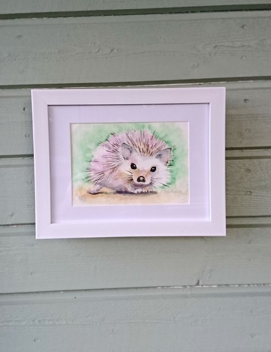 Hedgehog. Original watercolor painting. Part of the series "Forest life"