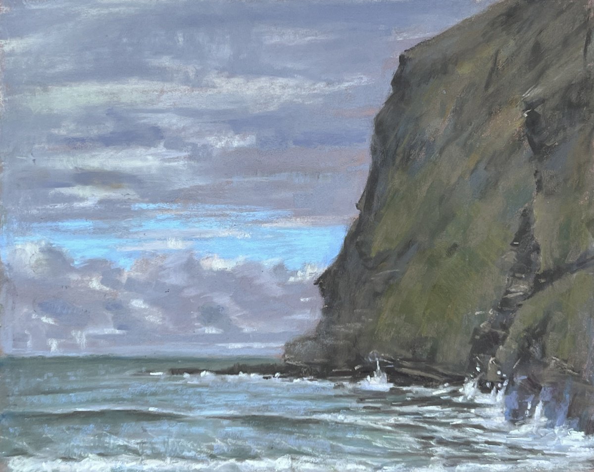 Expressive Landscape Pastel Drawing By Louise Gillard, 12 X 9", High Tide At Crackington Haven, Original Artwork