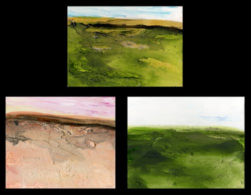 Dream Land Collection 9 - 3 Small Textural Landscape Paintings by Kathy Morton Stanion by Kathy Morton Stanion