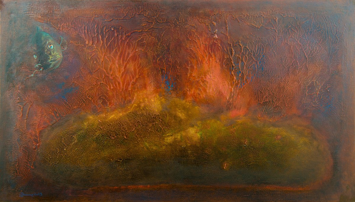 Expressive Animal Oil Painting By Mykola Dzhychka, 55 X 31", Antiperistasis #12, Original Artwork